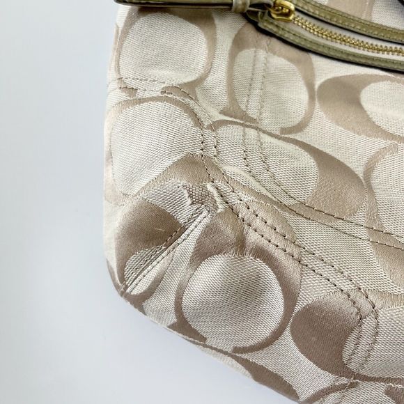 Vintage Coach Bag Poppy Signature C Logo Glam Tote 23261 Gold Tan Handbag Bag - Picture 4 of 16